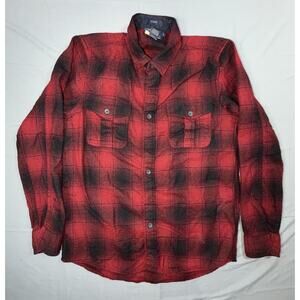 Pendleton Shirt Mens Medium Red Plaid Wool Flannel Lined Scout Button Front